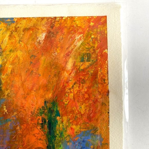 Moon Walk - Original Art Oil Painting Collage Cold Wax Colorful Texture 10.2x8in - Picture 7 of 9